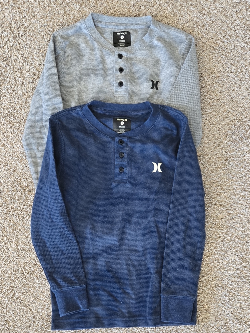 Hurley Navy & Gray Long Sleeve Henley Top Set